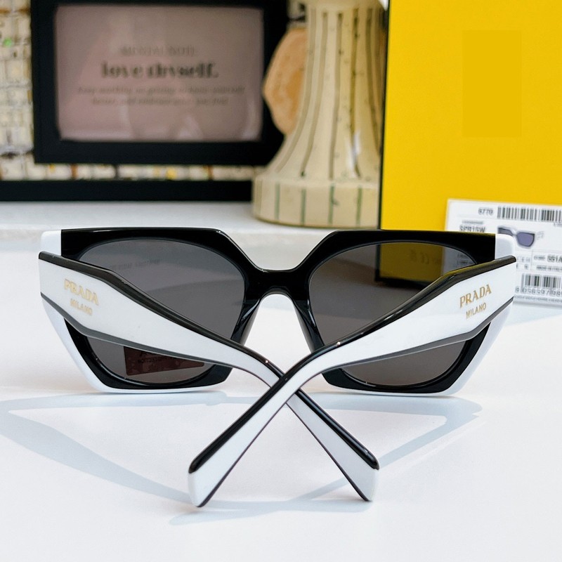 Prada PR 15WS Oversize Square Sunglasses Women Black White Frame UV400 Authentic gallery