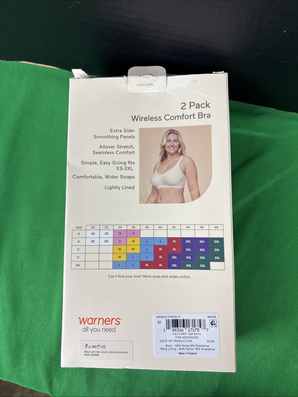 Warners Women's 2 PK Wireless Lightly Lined Seamless Bra M White/Rosewater gallery