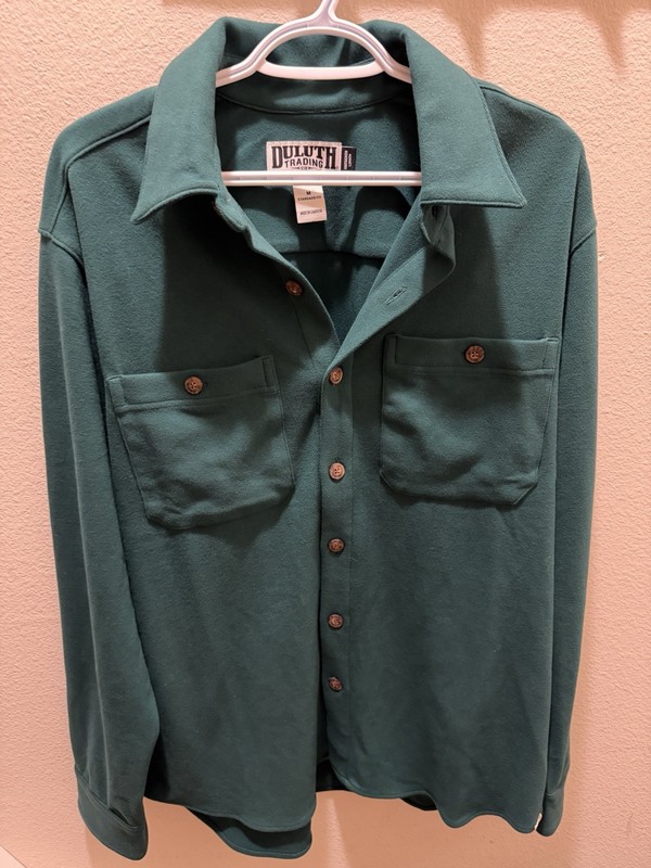 Duluth Trading Co Men’s M Green Fleece Button-Up Shirt Jacket Standard Fit