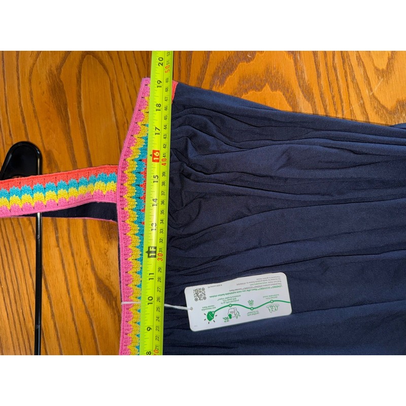 Boden Navy Blue Crochet Trim Maxi Dress Rainbow Straps Jersey US 10 NEW gallery