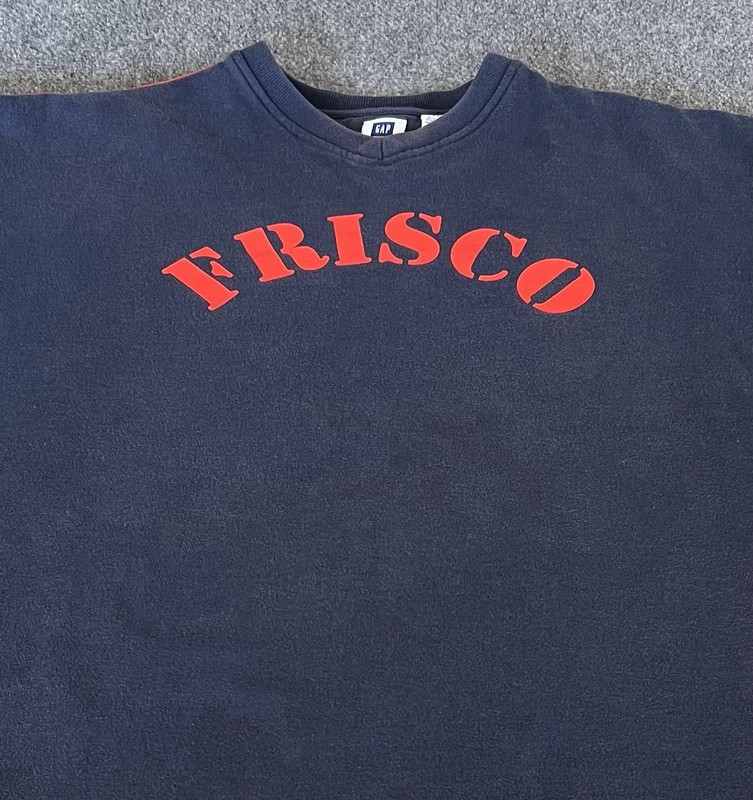 Gap VTG Sweatshirt Sweater “Frisco Coal Miners” Blue Red Y2K Pullover 2XL gallery