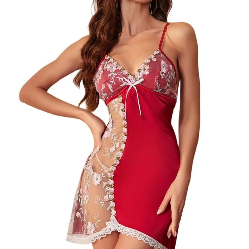 Transparent Embroidered Mesh Thin Lace Bow Women’s Ice Silk Suspender Butterfly