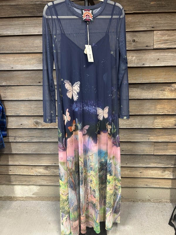 Johnny Was Butterfly Print Maxi Dress, Size Medium