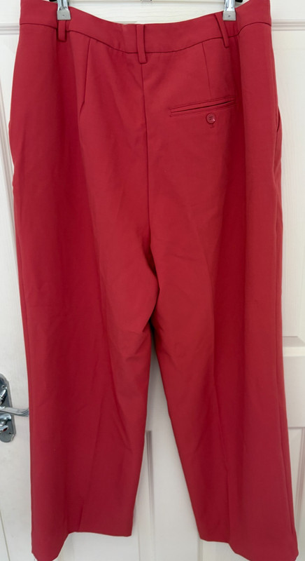 Wide Leg Trousers with Pleat Front, Length 31.5" - Blush Pink - Size 18 gallery