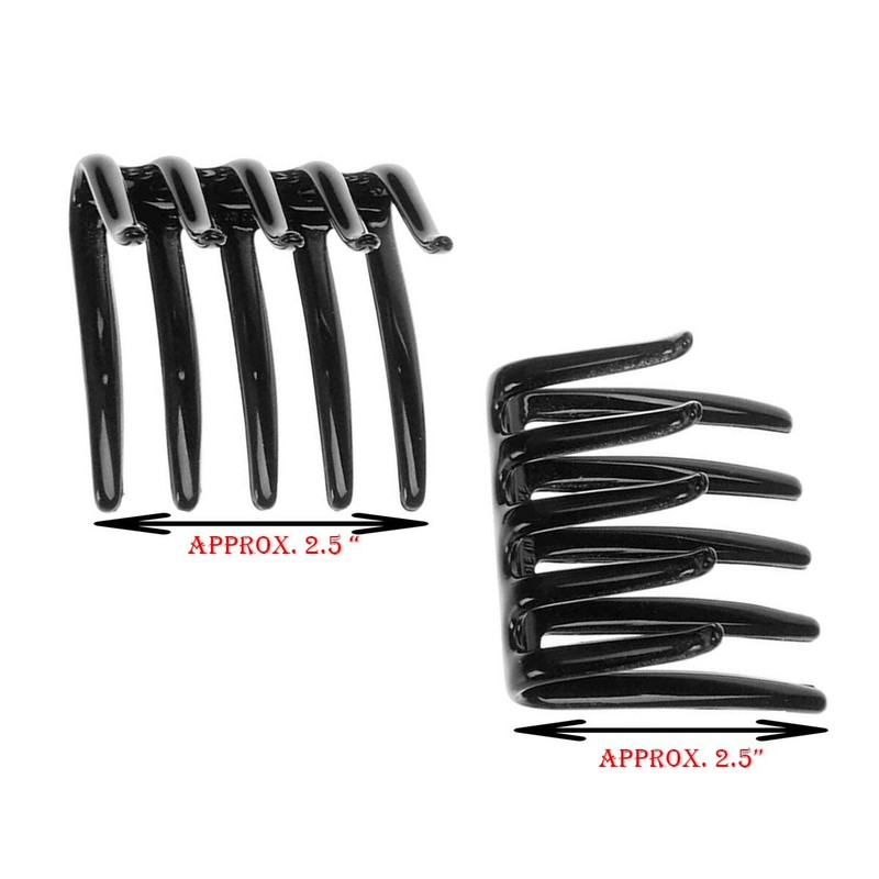 Lot of 4 Pcs Black French Crab Interlocking Barrettes Pin Hair Clip Side Comb gallery