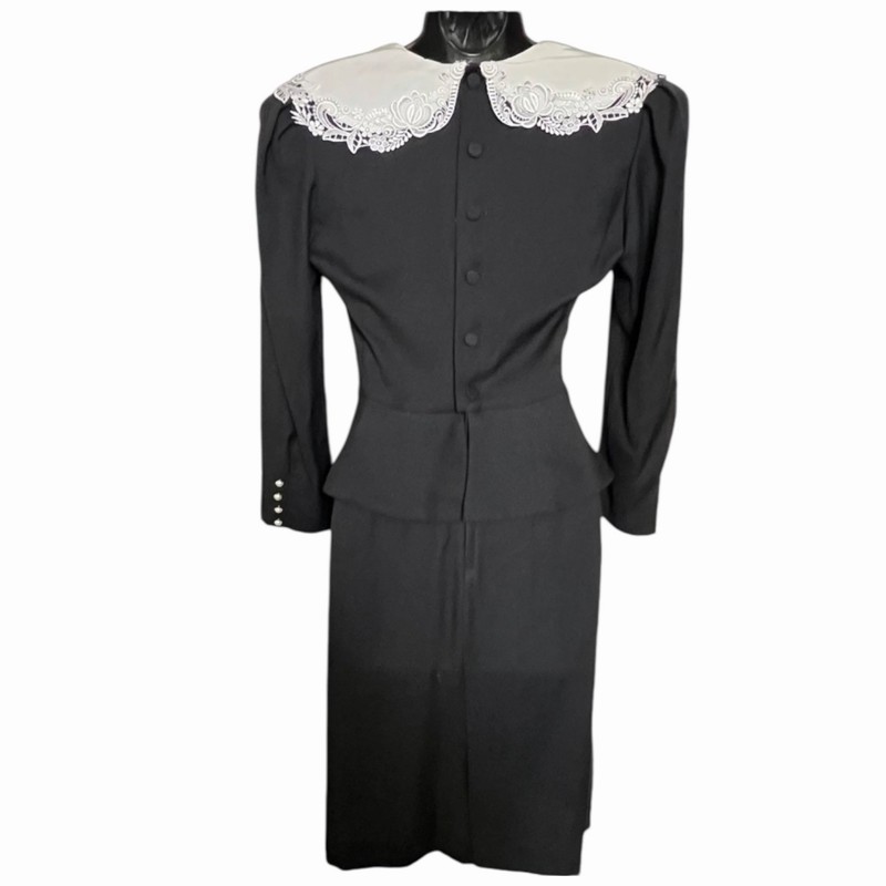 VINTAGE 1980s DOES 1940s LANZ PEPLUM DRESS EDWARDIAN LOLITA WHIMSIGOTH SIZE 2 gallery