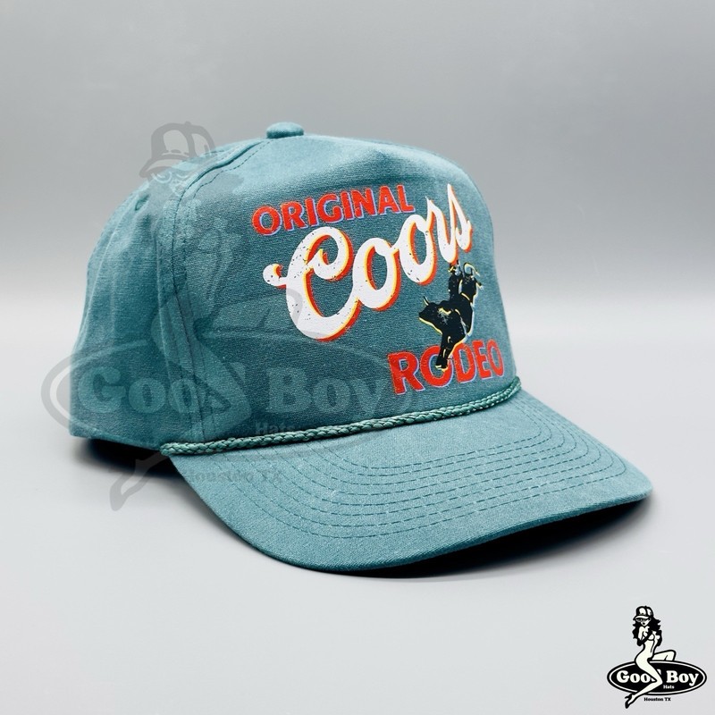 Original Coors Rodeo Trucker Hat Denim Washed Teal Cowboy Western Wear Cap gallery