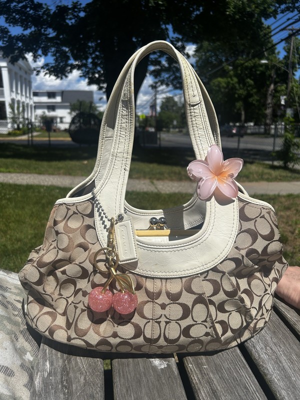 Coach Ergo Hobo Kisslock 12747 Signature Logo Tattersall Shoulder Y2K