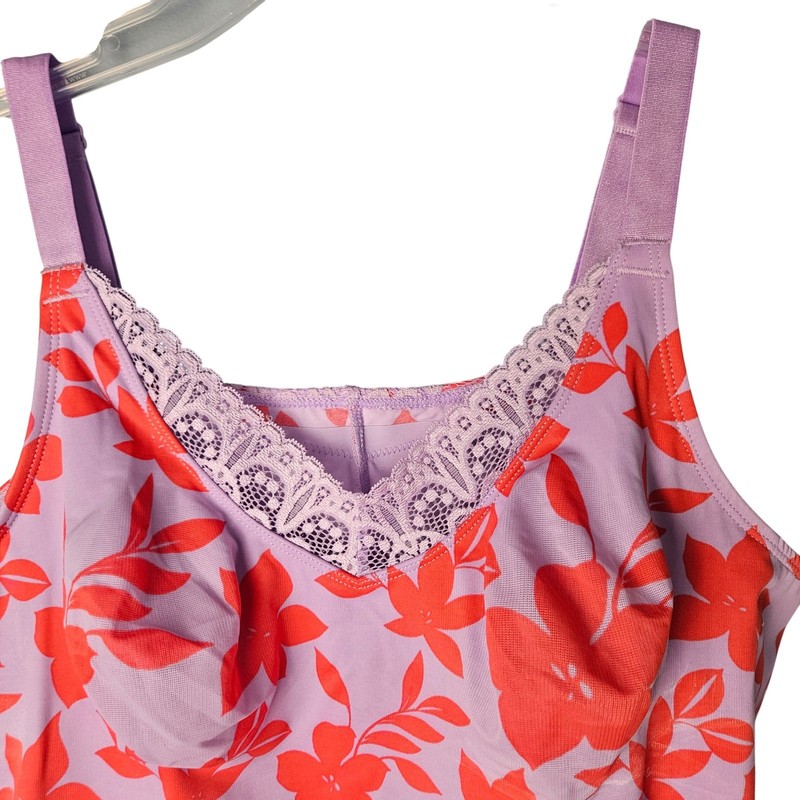 Ruby Ribbon Demiette Pink Purple Floral Print Size 42 Bra Wireless gallery
