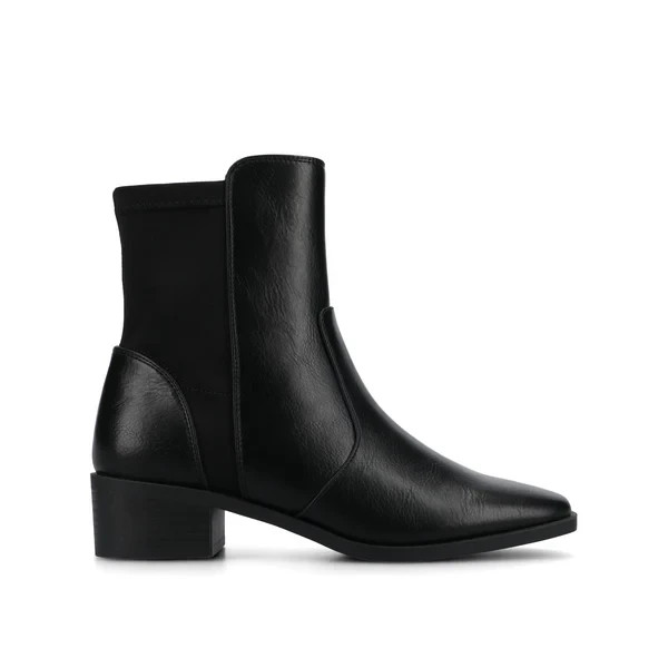 Journee Renna Women Black Pointed Toe Booties Block Heel Size 6M New gallery