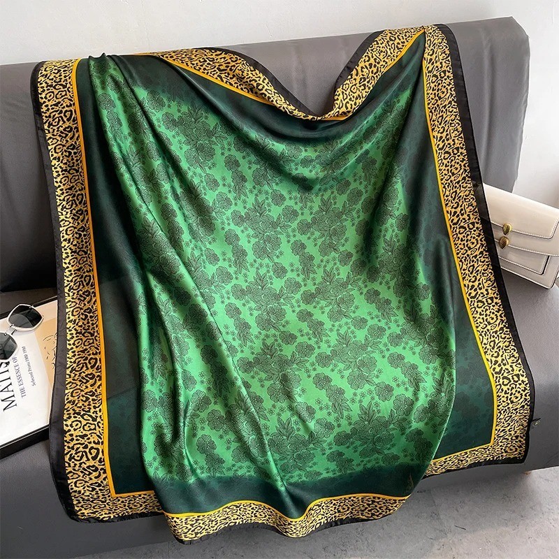 110x110cm Women Silk Square Scarf Luxury Printed Hijab Large Bandana Shawl Wrap gallery
