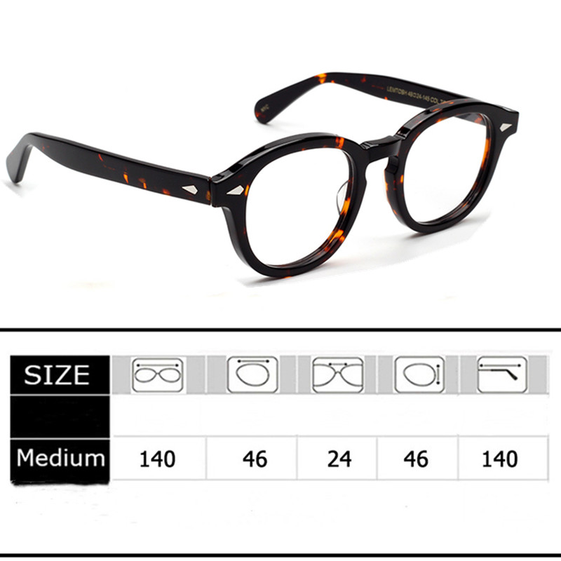 Classic Transition Myopia Acetate Round Glasses Photochromic Johnny Depp 46mm gallery
