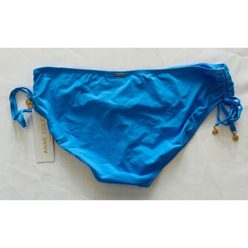Anne Cole RET $44 Side Cinched Blue ABLU Artic Blue Bikini Swim Bottoms Size XL gallery