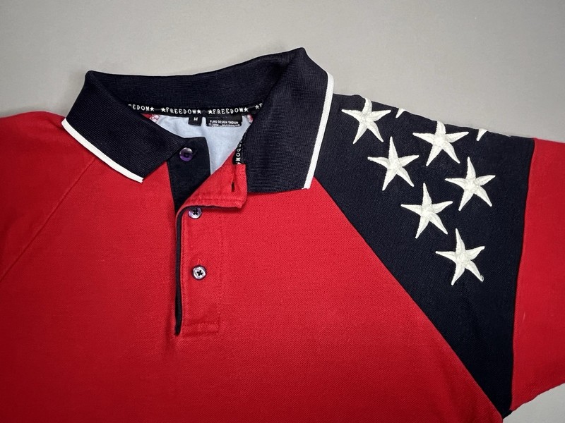 Rock Point Freedom Patriotic Men's M Polo Shirt Embroidered Stars Vintage 2004 gallery