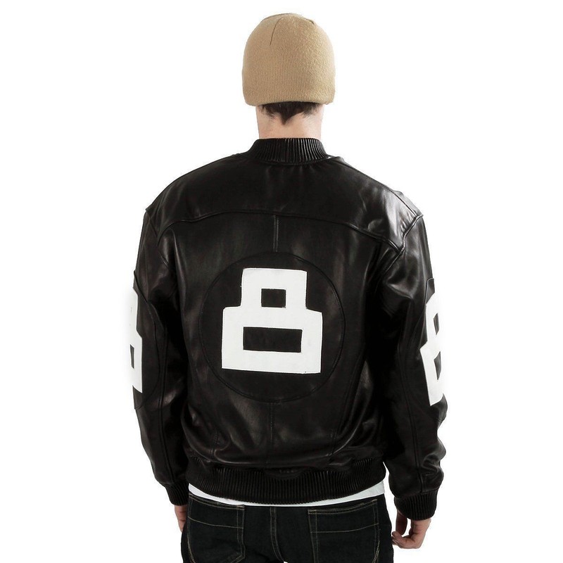 8 Ball Leather Jacket Bomber Style Black Leather Jacket