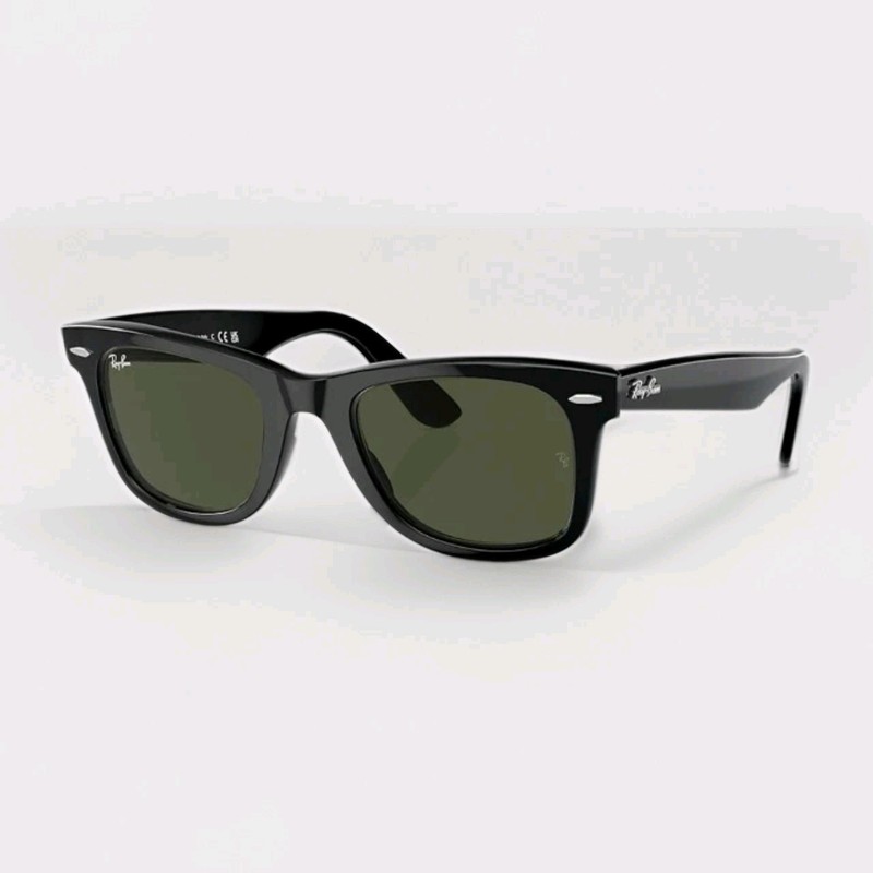 Ray-Ban RB2140 901 50-22 Wayfarer Green Lenses Unisex Classic Sunglasses – Black