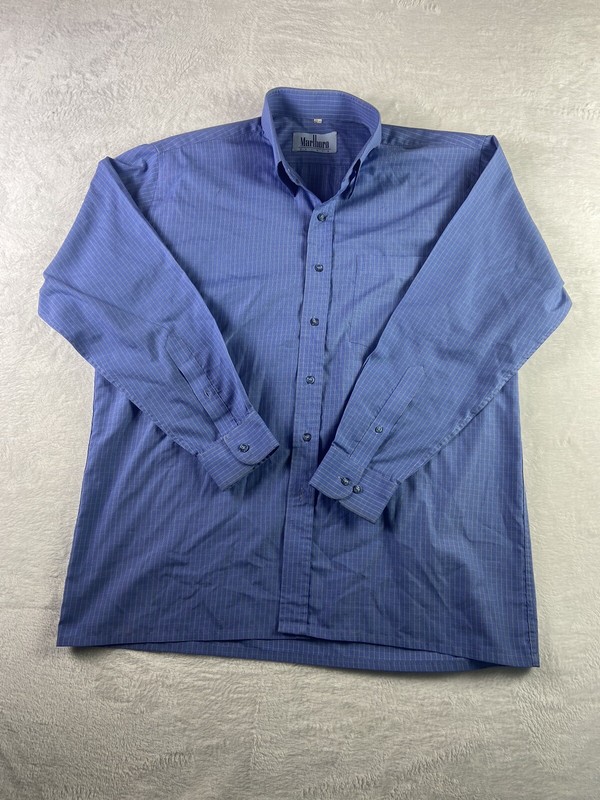 Marlboro Classics Vintage 42cm Men’s Blue Check Button Down Shirt Long Sleeve