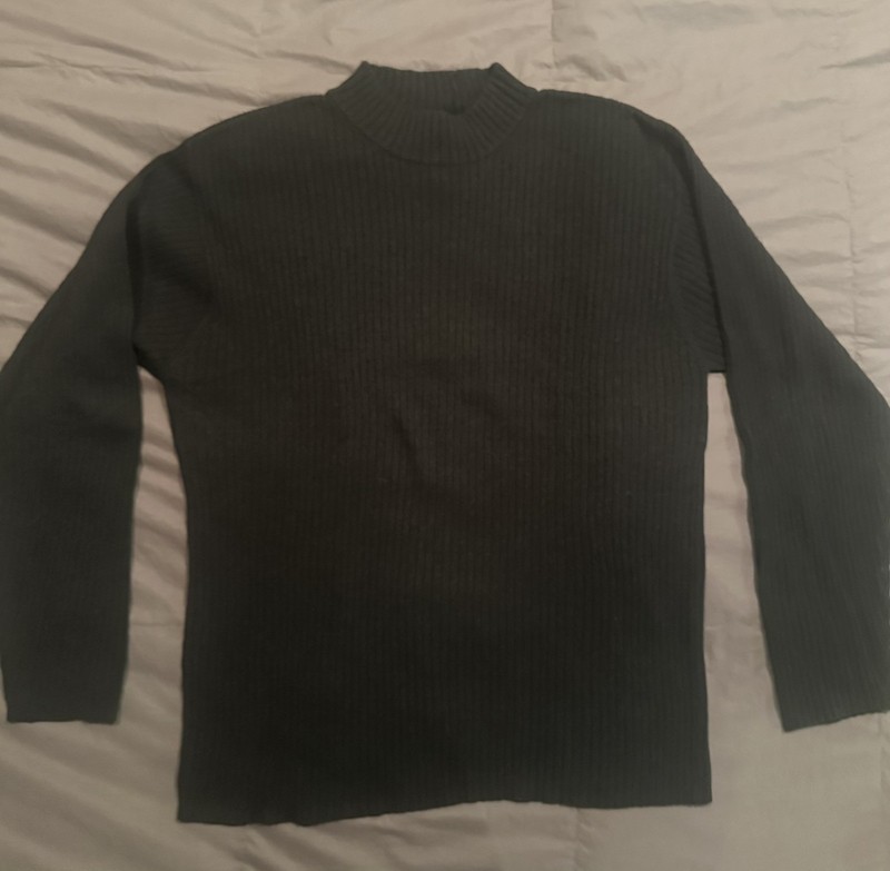 Claiborne Sweater Mens XL Black Ribbed Mock Neck Pullover