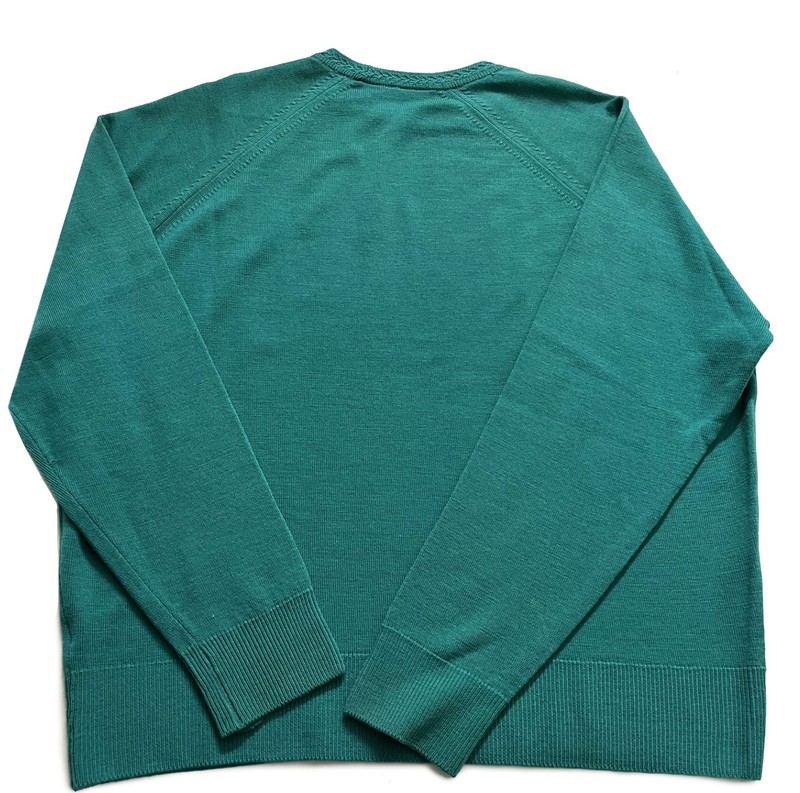 EDINBURGH Britain Merino Wool Crewneck Sweater • Teal Blue • Large gallery