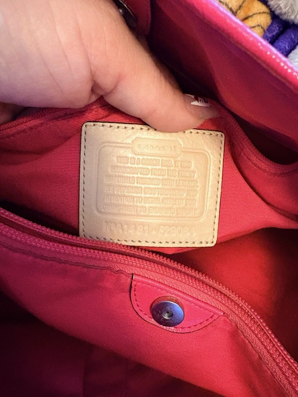 Coach Signature Logo Brown/pink Stripe Tote, Zip Pouch, Lined w/ Inner Pockets gallery
