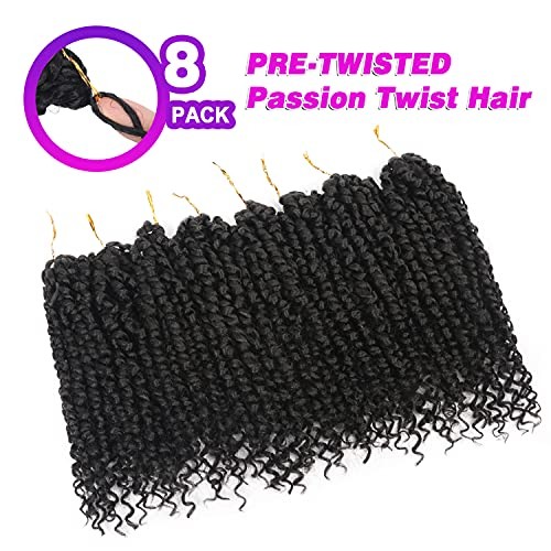 8 Pack Passion Twist Crochet Hair 10 Inch Pre-twisted 10 Inch (Pack of 8) 1B gallery