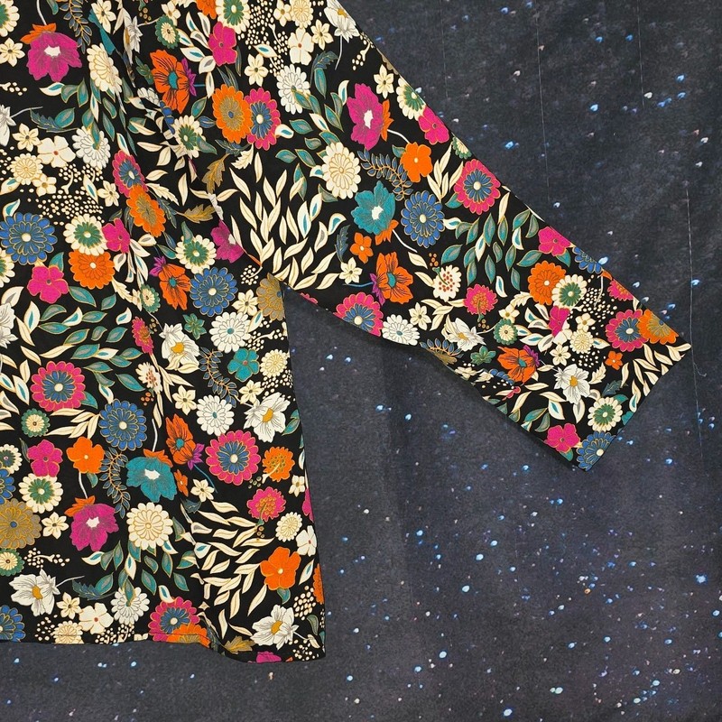 Status by Chenault M Black Multi Floral Button up Blouse Relaxed Fit MSRP $68 gallery