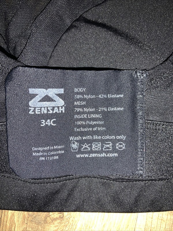 ZENSAH Women Athletic Sport Bra High Scoop Neck Ladder Strap Racerback Black 34C gallery