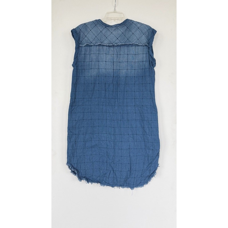 Cloth & Stone Sashiko Quilted Cotton M Shift Dress Coastal Country Chic Boho gallery