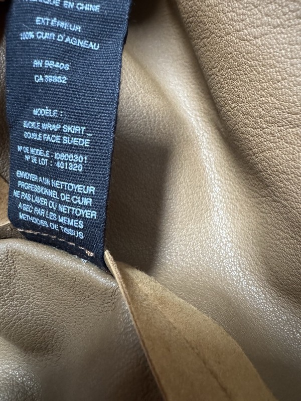 Theory Double Face Suede Buckle Wrap Skirt 0 Khaki Brown 100% Lamb Leather $995 gallery