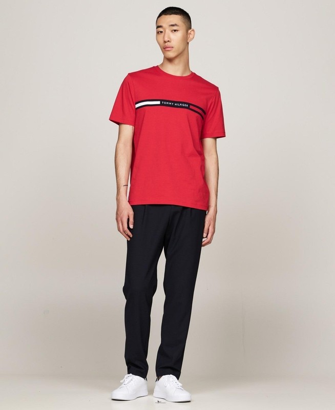 Tommy Hilfiger Men's Big & Tall Chest Insert Short Sleeve T-Shirt Med Red-3XLT gallery