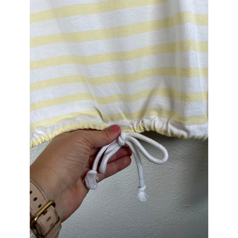 NWT Madewell The Perfect Tie-Waist Tee Allday Jersey Sheer Pineapple Striped SM gallery