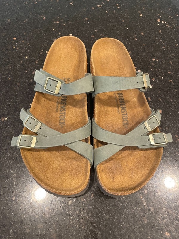 Birkenstock Franca Leather Sandals Thyme Green Womens Size 40 US 9 Regular/Wide