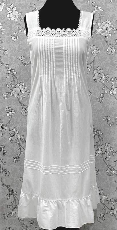 SoieRose Victorian 100% Cotton Sleeveless Nightgown with Lace Bodice SR-1228