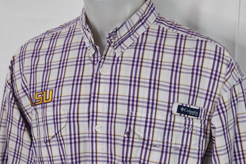 COLUMBIA PFG LSU TIGERS SUPER BONEHEAD XL Men’s Long Sleeve Vented Cotton Shirt