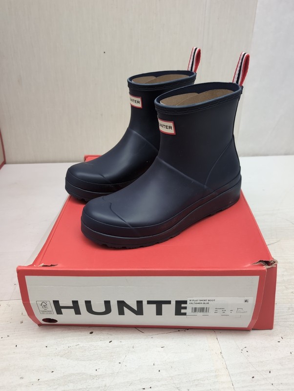 Hunter Wmns PLAY Short Valtameri Blue Rain Boots Rubber Waterproof Sz 8M GL3/4