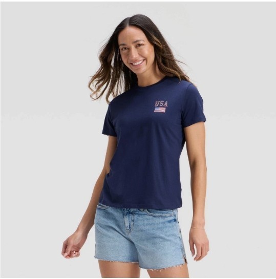 USA T-Shirt Universal Thread Blue Navy Women S size Short Sleeve