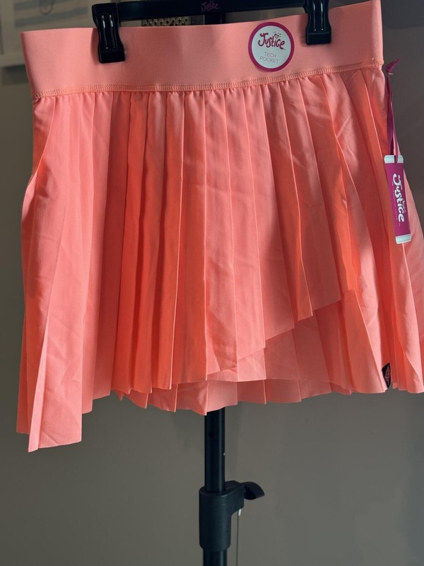 Justice Coral Pleated Active Skort with Tech Pocket Girls XL Plus 16P-18P