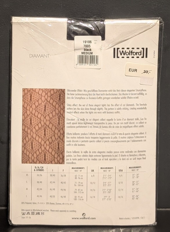 Wolford Diamant Tights - 19106 7005 - Black Size M - NEW gallery