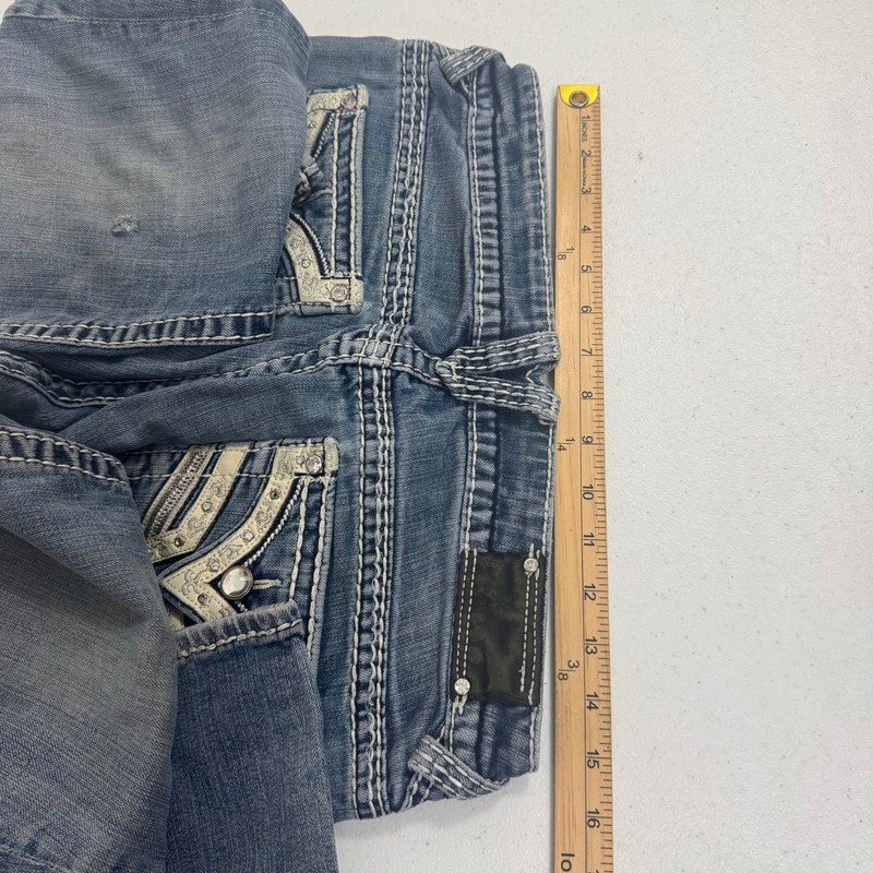 Vigoss The Dallas Slim Boot Jeans Medium Wash Embellished Thick Stitch 31x31 gallery