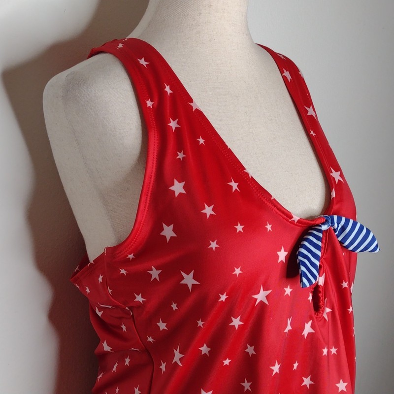 NWOT Outdoor Oasis Women's Red Stars One-Piece Swimsuit Size XL gallery
