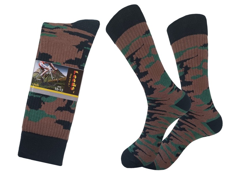 1-3 PAIR COTTON CAMOUFLAGE CREW RED BROWN OLIVE GREEN CUSHIONED ARMY SOCKS 10-13 gallery