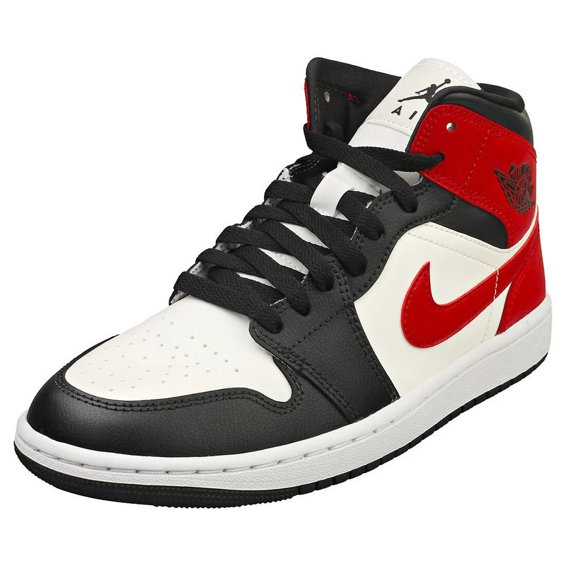 Nike Air Jordan 1 Mid Women’s Shoes Black White Red BQ6472 160