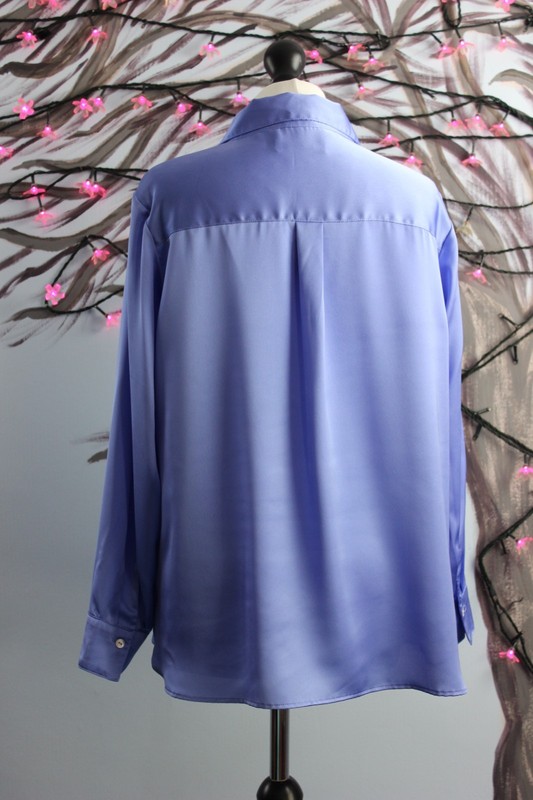 M&S Collection Satin Look Periwinkle Shirt Summer City Academia UK 16 EUR 44 gallery