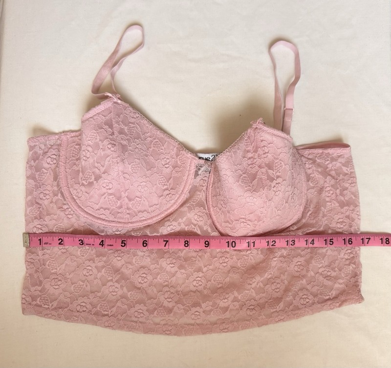 rue21 Pink Floral Lace Longline Underwire Bra, Adjustable Straps, XL