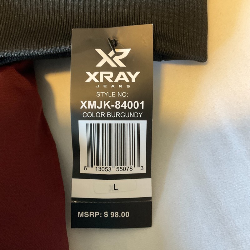 Xr Xray Coat Mens Size L Burgundy Removable Hood Stretch Puffer Zip Drawstring gallery