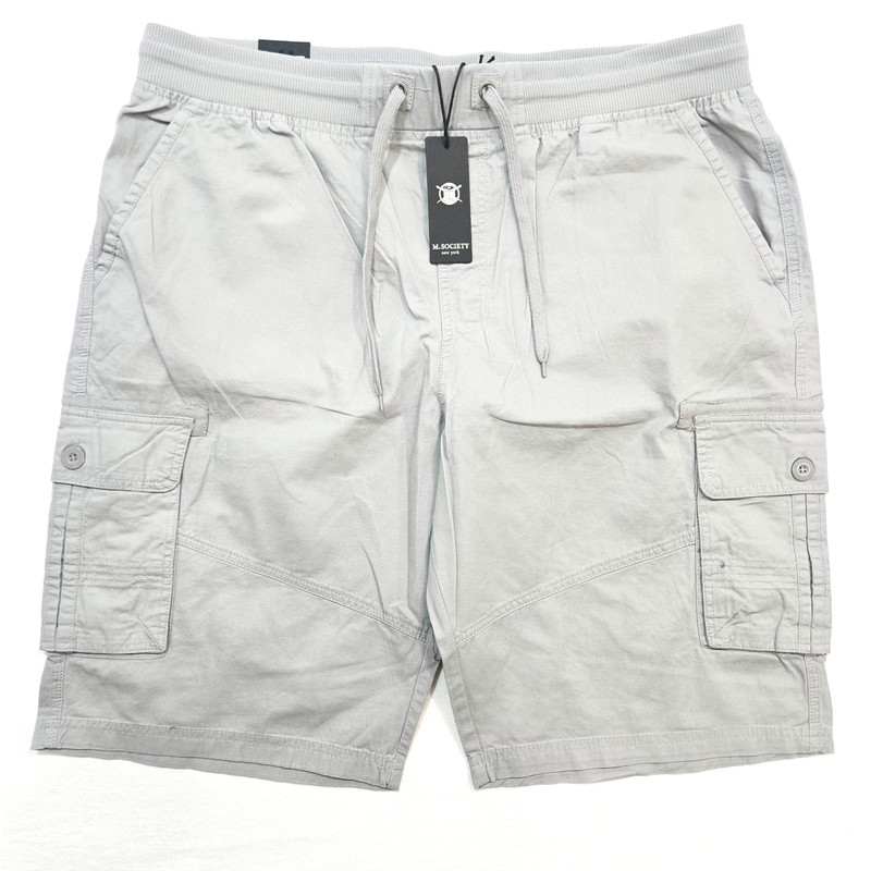 M.Society Big & Tall Silver Gray Men’s Stretchy Cargo Shorts Drawstring Sizes