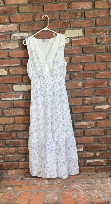 J GEE White & Blue Floral Maxi Dress