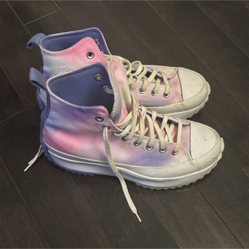 Converse Run Star Hike sneakers in a “Cloud Wash” pink and purple tie-dye
