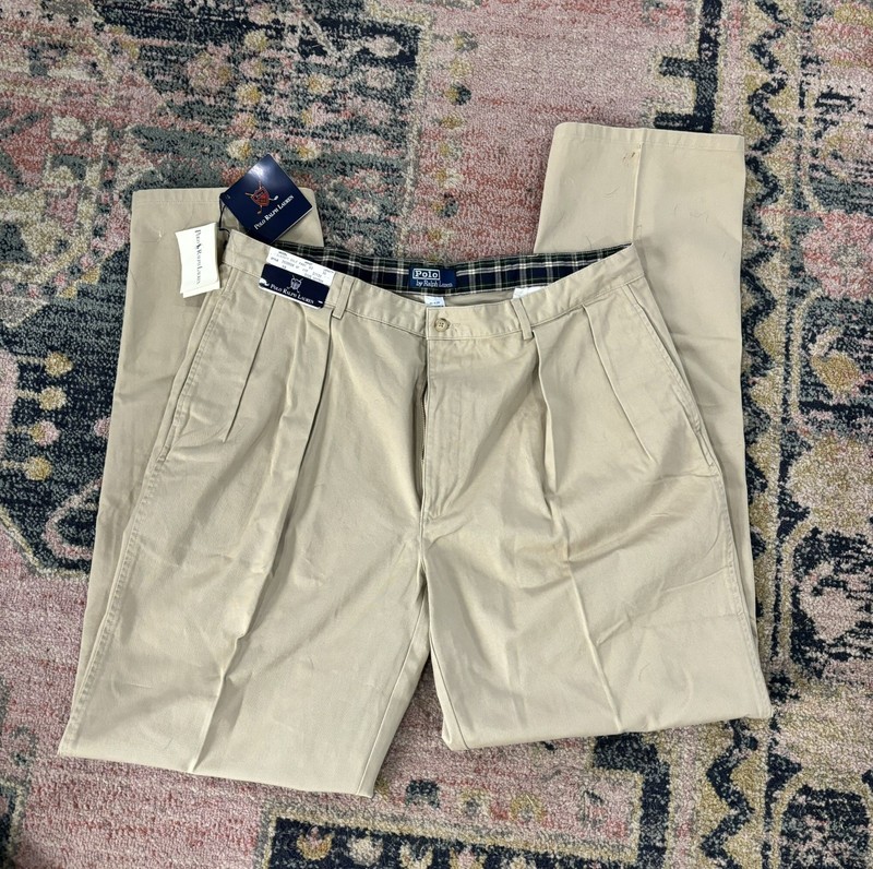 NWT Vintage 90s Polo Ralph Lauren Classic Golf Khaki Chino Pants 40x36 gallery