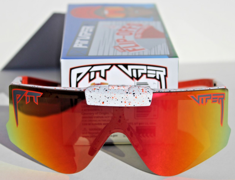 PIT VIPER The Heater Flip-Offs POLARIZED Sunglasses White/ Red Mirror NEW